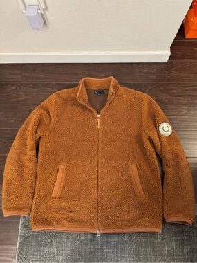 Fred Perry Men's Burnt Orange Sherpa Fleece Jacket sz L Sportswear